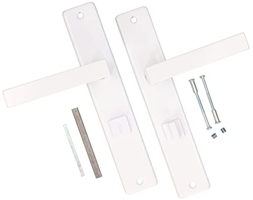 KOTARBAU® Drückergarnitur für WC-Tür 72 mm Rechts Langes Schild Weiß mit Vierkant und Montageschrauben von KOTARBAU