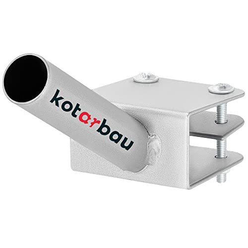 KOTARBAU® Fahnenhalter 1-Fach für eine Fahnenstange Montage an Balustrade 170 mm Pulverbeschichtet Grau Fahnenmasthalter Fahne Flagge Pulverbeschichtet Fahnenstange von KOTARBAU