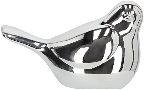 KOTARBAU® Figur Heimdekoration Keramikfigur in der Gestalt eines Vogels 10x16 cm Silber Keramik-Vogel von KOTARBAU