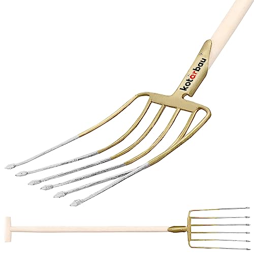 KOTARBAU® Forke 6 Zinken mit Stiel Heugabel Mistgabel Mistforke Gartengabel Gartenforke Dunggabel Spatengabel Gabel für Garten Drahtgabel für Garten und Landwirtschaft von KOTARBAU