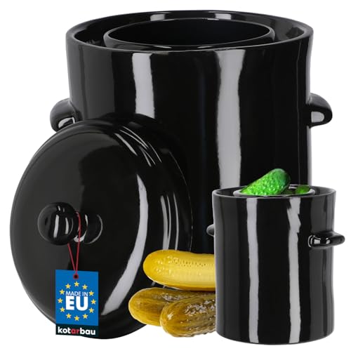 KOTARBAU® Gärtopf Steinzeugtopf Steingut 10 l Kimchi Behälter Rumtopf Tontopf Sauerkrauttopf Tontopf mit Deckel Rumtopf Steingut mit Deckel Ebenholz Gurkentopf Hermetisch von KOTARBAU