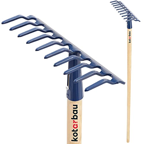 KOTARBAU® Gartenrechen mit 10 Zinken mit Holzstiel Gartenwerkzeug zum Kehren von Laub Gras Ebnen des Bodens von KOTARBAU