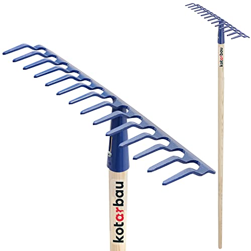 KOTARBAU® Gartenrechen mit 14 Zinken mit Holzstiel Gartenwerkzeug zum Kehren von Laub Gras Ebnen des Bodens von KOTARBAU