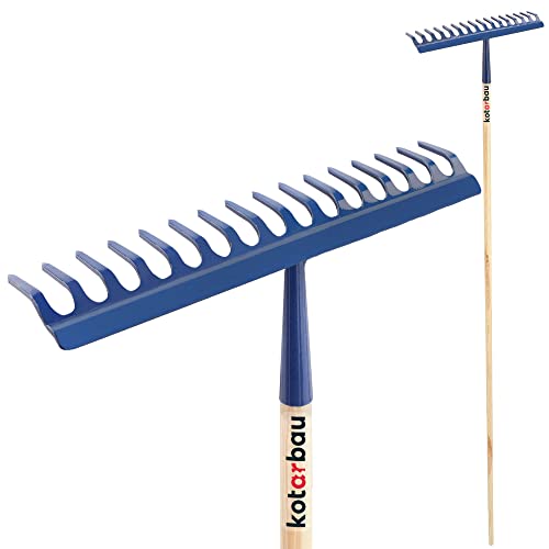 KOTARBAU® Gartenrechen mit 16 Zinken mit Holzstiel Gartenwerkzeug zum Kehren von Laub Gras Ebnen des Bodens von KOTARBAU
