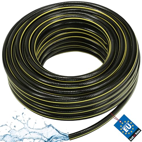 KOTARBAU® Gartenschlauch 5/8" 50 m 4-lagig Verstärkt Schwarz-Gelb Professionell zum Gießen von Pflanzen von KOTARBAU