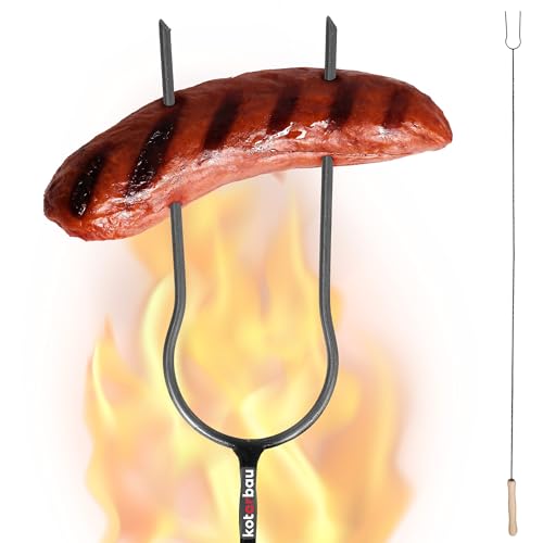 KOTARBAU® Grillspieße 130 cm mit doppeltem Edelstahlspieß mit Holzgriff Barbecuespieß zum Grillen Lagerfeuer Grill Zubehör Stockbrot Spieße Grill Spieße Spiesse Marshmallow Spieße Lagerfeuerspieße von KOTARBAU