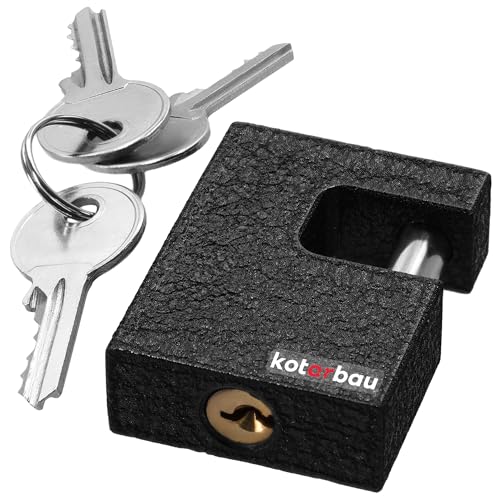 KOTARBAU® Gusseisen Vorhangschloss 50 mm Monoblock Vorhängeschloss mit Bolzen Einbruchsicherung Bügelschloss Gehärtetes Massivschloss Schwarz von KOTARBAU