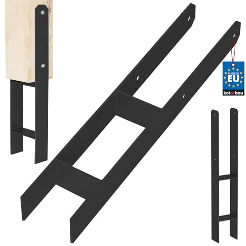 KOTARBAU® H-Pfostenträger zum Einbetonieren 100 mm / 600 mm aus verzinkter pulverbeschichteter Stahl Schwarz Pfostenanker Balkenschuhe Stützenfuß Pfostenschuh mit Betonanker Stahlträger Stahlanker von KOTARBAU