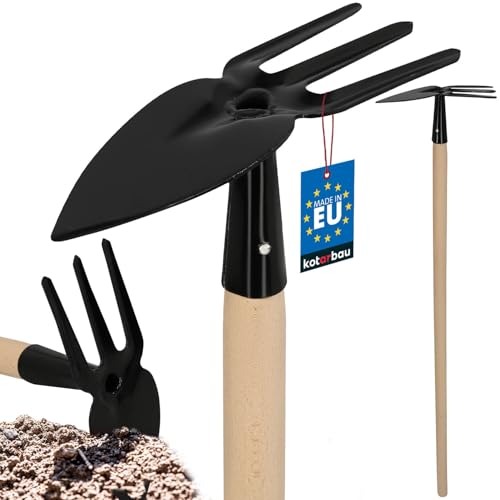 KOTARBAU® Hacke aus Stahl Gartenhacke mit Holzstiel 103 cm Schwarz Handhacke mit 3 Zinken Garten Hacke Pflanzhacke Unkrauthacke Gartenharke Herzhacke Gartenwerkzeug mit Stiel Gartengeräte Gartenhacken von KOTARBAU