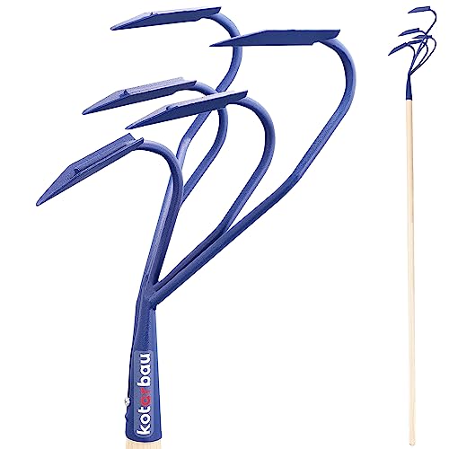 KOTARBAU® Handgrubber mit 5 Zinken und Scharen mit Holzstiel 175 cm Jätegrubber für Unkraut Gartenwerkzeug für Gartenpflege Grubber Handgrubber Handpflug Gartenzubehör von KOTARBAU