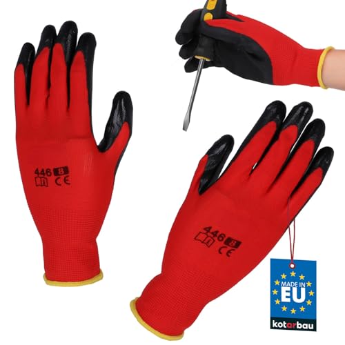 KOTARBAU® Handschuhe Arbeitshandschuhe Anti-Rutsch Latex beschichtete Arbeitshandschuhe Größe 8 Dragon Red Herren Werkstatt Zubehör Winter Gartenhandschuhe Damen Arbeitshandschuhe von KOTARBAU