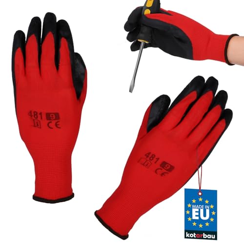 KOTARBAU® Handschuhe Arbeitshandschuhe Anti-Rutsch Latex beschichtete Arbeitshandschuhe Größe 9 Dragon Red Herren Werkstatt Zubehör Winter Gartenhandschuhe Damen Arbeitshandschuhe von KOTARBAU
