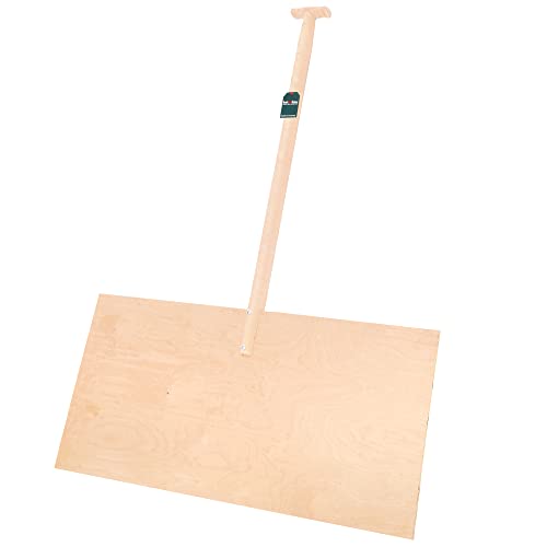 KOTARBAU® Holz Schneeschaufel Schneeschieber 100cm mit Holzstiel Verstärkt Holz Schild 150 cm von KOTARBAU