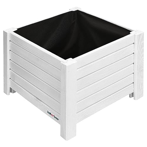 KOTARBAU® Holzblumentopf 38 x 38 x 30 cm Blumenkasten aus Kiefernholz Weiß Pflanztopf Pflanzkübel Pflanzkasten Pflanzgefäß Holzkasten Blumentopf Pflanzkiste Ideale für Garten Terrasse Balkon von KOTARBAU