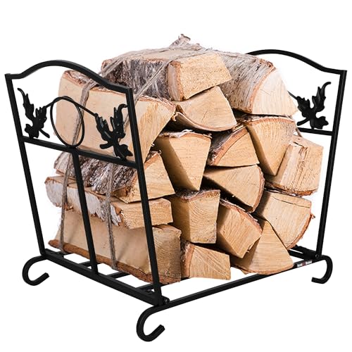 KOTARBAU® Kaminholzregal Innen Brennholzregal Außen Faltbar Pulverbeschichteter Stahl Holzregal Feuerholzregal Kaminregal Holzlager Holzkorb für Kaminholz Brennholzkorb Kaminholzständer Modern Schwarz von KOTARBAU