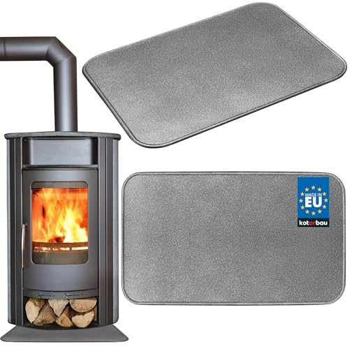 KOTARBAU® Kaminofen Bodenplatte 60 x 80 cm aus Pulverbeschichtung Stahl Altsilber Bodenblech Ascheblech Kaminbodenplatte Kaminplatte Schmutzblech Bodenschutz für Feuerstellen Ofenblech Funkenschutz von KOTARBAU