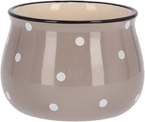 KOTARBAU® Keramik Blumentopf Übertopf ⌀ 110 mm Beige in Weiße Punkte Erbsen von KOTARBAU