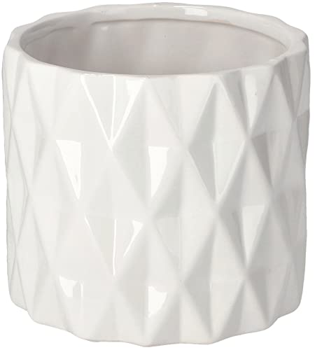KOTARBAU® Keramik Blumentopf ⌀ 120 mm Übertopf Glasiert Weiß Zylindrische Form Innen- und Außenbereich von KOTARBAU