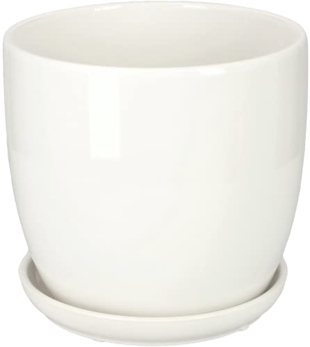 KOTARBAU® Keramik Blumentopf Übertopf für Blumen Pflanzen ⌀ 15 cm mit Tropfschale Weiß von KOTARBAU
