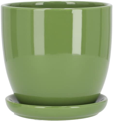 KOTARBAU® Keramik Blumentopf Übertopf für Blumen Pflanzen ⌀ 17 cm mit Tropfschale Grün von KOTARBAU