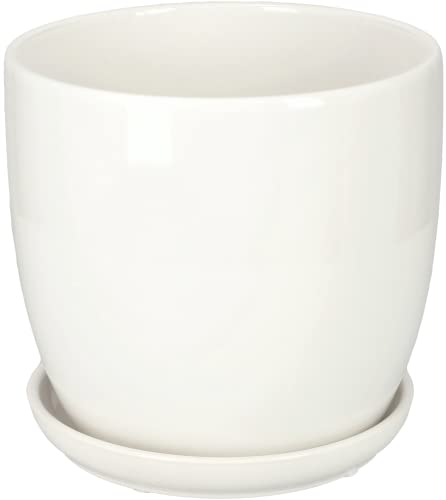KOTARBAU® Keramik Blumentopf Übertopf für Blumen Pflanzen ⌀ 20 cm mit Tropfschale Weiß von KOTARBAU