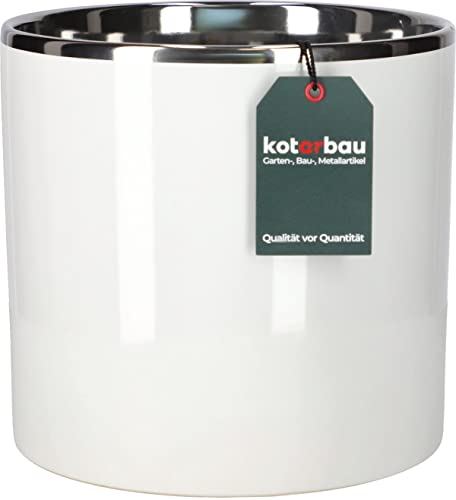 KOTARBAU® Keramik-Blumentopf Zylinder Weiß Silber ⌀ 230 mm Pflanztopf von KOTARBAU