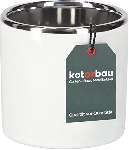 KOTARBAU® Keramik-Blumentopf Zylinder Weiß Silber ⌀ 80 mm Pflanztopf von KOTARBAU