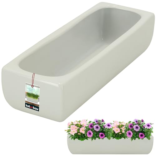 KOTARBAU® Keramik Blumentopf länglich innen Weiß Blumentopf rechteckig 31x10,5x7 cm Sukkulenten Topf für Wohnzimmer Fensterbank Pflanzkübel länglich Piano Kollektion Bonsai Pot von KOTARBAU