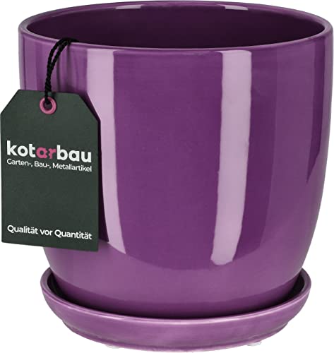 KOTARBAU® Keramiktopf mit Untertasse Rund Violett ⌀ 16 cm Blumentopf Pflanztopf von KOTARBAU