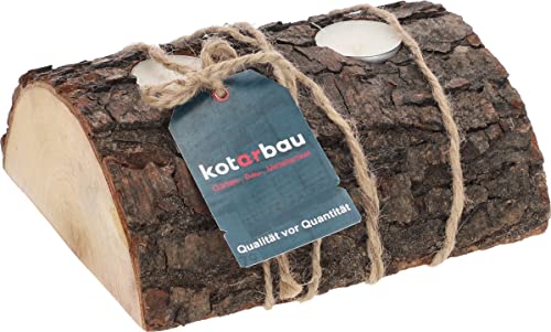 KOTARBAU® Kerzenhalter aus Naturholz Baumstumpf für Teelichtkerzen für 2 Teelichtkerzen von KOTARBAU