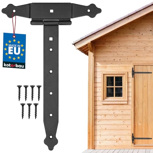 KOTARBAU® Kreuzgehänge 300 mm Ladenband Scharnier Band Platte Baubeschlag Torbeschlag Holzverbindung Werfgehänge T-Scharnier T-Band Pulverbeschichtet von KOTARBAU