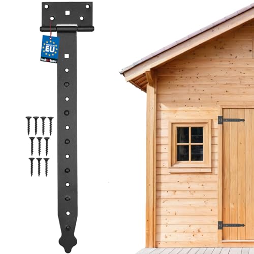 KOTARBAU® Kreuzgehänge Schwarz 400 mm Ladenband Scharnier Schwarz Band Türscharnier Aussen Tor Scharniere Torbänder Torscharnier Baubeschlag Gartentorband Pulverbeschichtet Türband von KOTARBAU