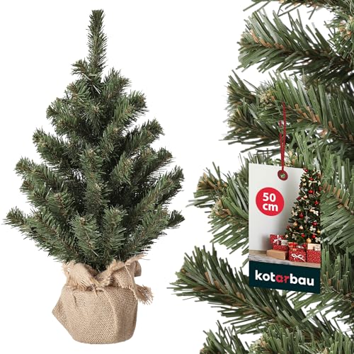KOTARBAU® Künstlicher Weihnachtsbaum Deko Klein 50 cm mit Jute Weihnachtsbaumständer Mini Tannenbaum Künstlich Christbaum Christmas Tree von KOTARBAU