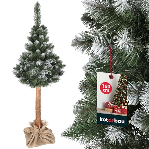 KOTARBAU® Künstlicher Weihnachtsbaum Schnee 160 cm Diamantkiefer Kiefernbaum auf einem Holz Stamm mit Plastik Ständer Christbaum Weihnachtsbaum Künstlich wie Echt Kunstbaum Weihnachten Christmas Tree von KOTARBAU