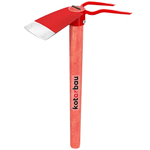 KOTARBAU® Kurze Hacke 105 x 78 mm 2 Zinken 105 mm mit Stiel 34 cm Gartenhacke Pflanzhacke Unkrauthacke Gartenwerkzeug zum Umpflanzen Jäten Gartenpflege von KOTARBAU