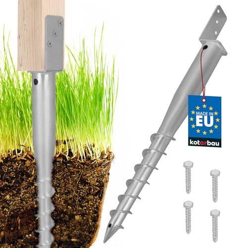 KOTARBAU® L Pfostenträger zum Einschrauben L 735mm verzinkter Stahl Einschlaghülse Einschlagbodenhülse Pfostensockel L-Bolzen Erdanker Erdungsspieß Anker für Holzpfosten für Pavillon-Zäune Gartenzaun von KOTARBAU