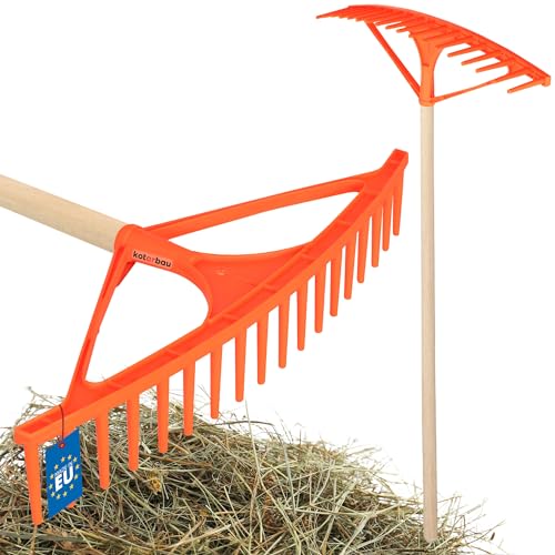 KOTARBAU® Laubrechen Kunststoff mit Stiel 150 cm | 18 Zinken L: 64 cm | Orange Harke Heurechen Rechen Rasenrechen breit Rechen Garten Rasen Rechen Rake Grasrechen Laubbesen Kunststoff - Laubrechen von KOTARBAU