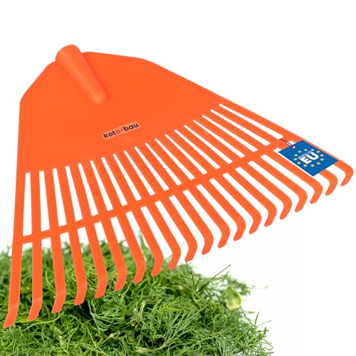 KOTARBAU® Laubrechen Kunststoff ohne Stiel Orange 300 x 450 mm Fächerbesen Laubbesen Kunststoff Laubharke groß Laub Rechen Gartenwerkzeug Rasenrechen breit Garten Rechen Kunststoffrechen von KOTARBAU