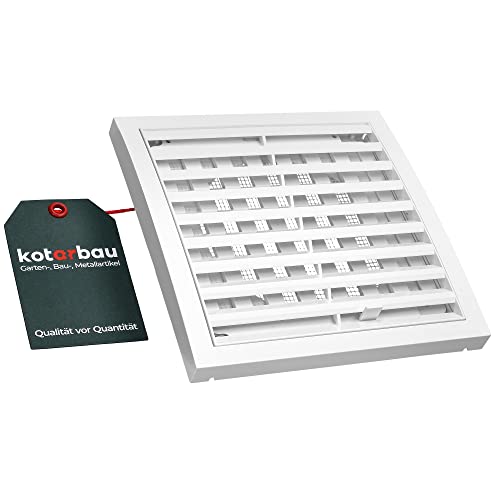 KOTARBAU® Lüftungsgitter 150 x 150 mm Rund Ø100 mm Verschließbar Abluftgitter Kunststoff mit Insektenschutz Abschlussgitter Rechteckig Weiß Lamellengitter Abluft Zuluft Gitter Ventilator von KOTARBAU