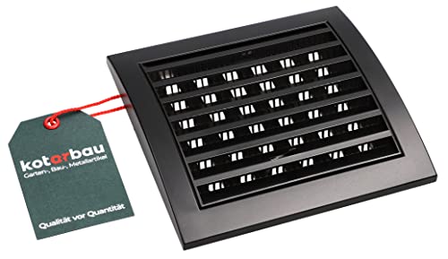 KOTARBAU® Lüftungsgitter 150 x 150 mm Verschließbar Abluftgitter Kunststoff mit Insektenschutz Abschlussgitter Rechteckig Schwarz Lamellengitter Abluft Zuluft Gitter Ventilator von KOTARBAU