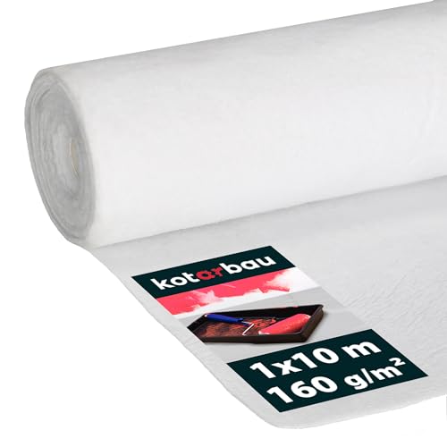 KOTARBAU® Malervlies 1 x 10m Abdeckfolie Maler 100% Faser Folia LDPE Abdeckvlies Selbstklebend 160 g/m2 wasserdichte Weiß Beschichtung Malerzubehör Malerfliesrolle Motive Sticky Baumatte von KOTARBAU