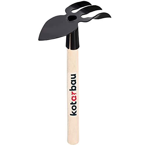 KOTARBAU® Mini Doppel-Hacke Herzblatt 160 mm mit Zinken für kleine Pflanzen Kleinhacke Unkrauthacke Gartenhacke Pflanzhacke Gartenwerkzeug zum Umpflanzen Jäten Gartenpflege von KOTARBAU
