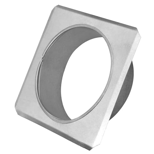 KOTARBAU® Ofenrohrrosette Ø 150 mm Verzinkt Kaminrosette mit Flansch Ofenrohr 200 mm x 200 mm Wandabdeckung Silber Dekorative Rosette für Kamin Wandfutter von KOTARBAU