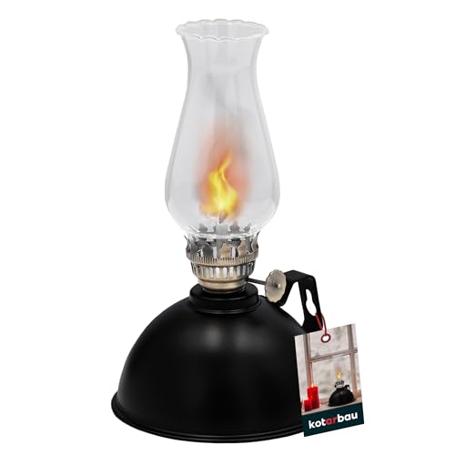 KOTARBAU® Petroleumlampe Glas Öllampe mit Regulierbare Flame 20 cm Campinglampe Petroliumöllampe Kerosinlampe Laterne Vintage Camping Licht Balkon Zubehör Petroleumlaterne für Innenräume Öl Lampe von KOTARBAU