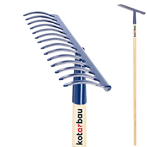 KOTARBAU® Rechen mit 14 Zinken aus Stahl Gebogen Verstärkt mit Holzstiel 156 cm zum Fegen von Laub Gras Gartenharke Gartenrechen Laubbesen Handharke Gartengeräte Gartenwerkzeug von KOTARBAU