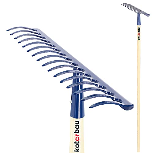 KOTARBAU® Rechen mit 16 Zinken aus Stahl Gebogen Verstärkt mit Holzstiel 156 cm zum Fegen von Laub Gras Gartenharke Gartenrechen Laubbesen Handharke Gartengeräte Gartenwerkzeug von KOTARBAU