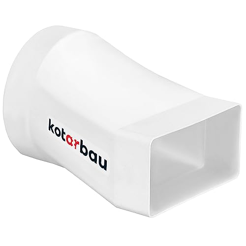 KOTARBAU® Rechteckiger Rohrverbinder 55 x 110 mm für Rundrohr ⌀ 100 mm Kunststoff Adapter Rohrverbinder Abluftkanal Reduzierstück für Lüftungssysteme Weißes Flachkanal auf Rundrohr Übergangsstück von KOTARBAU