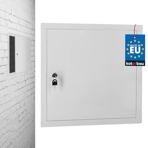 KOTARBAU® Revisionsklappe 40 x 40 cm Trockenbau Revisionstür mit Schlüsselschloss Sicherungskasten Unterputz Revisionsklappe aus verzinkter Stahl Gipskarton Wartungsklappe Weiß von KOTARBAU