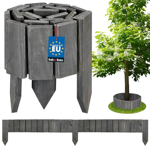 KOTARBAU® 1 STK. Rollborder 10 x 110 cm Holzzaun Anthrazit Beeteinfassung aus Kiefernholz Flexibler Gartenzaun Rasenkanten Gartenpalisade Zuschneidbar Dekorieren Zaunpfosten Umzäunung von KOTARBAU