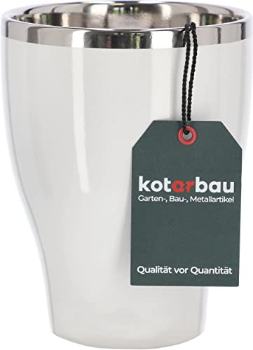 KOTARBAU® Runder Blumentopf Hoch Keramik Weiß Silber ⌀ 13 cm Pflanztopf von KOTARBAU